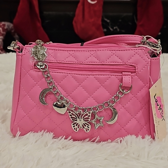 Betsey Johnson Handbags - NWT HOT PINK QUILTED LUV BETSEY CROSSBODY w/ BUTTERFLY CHAIN